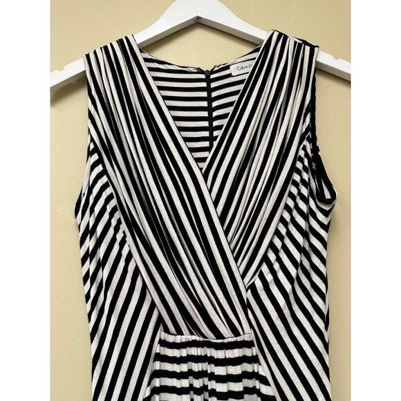 Calvin Klein Black White Jersey Knit Striped Knee Length Bodycon Dress Size 4 - Picture 11 of 14
